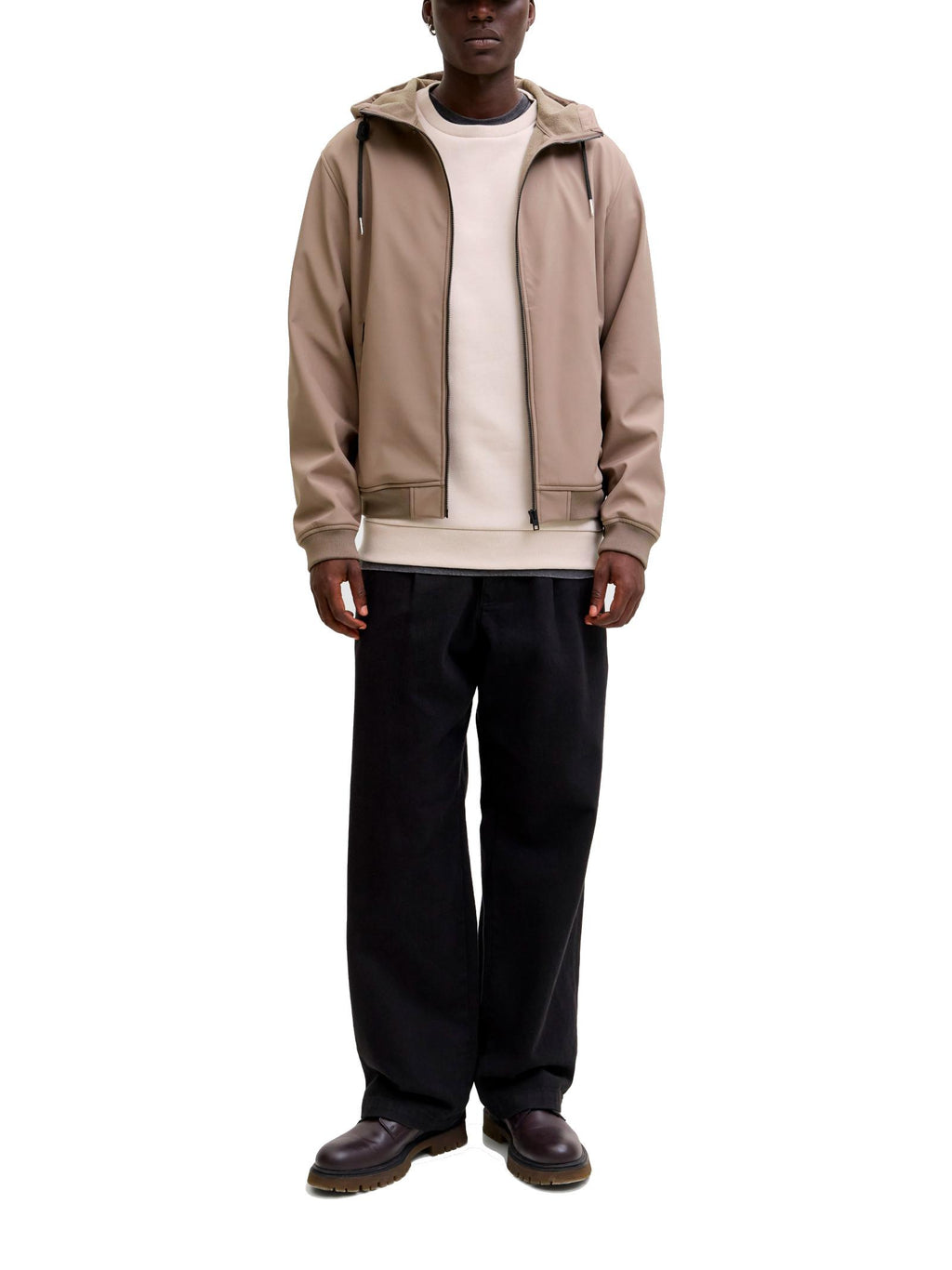 Giubbotto Jack & Jones Basic Fango in Softshell  con cappuccio 12236300 /Falcon JACK & JONES 