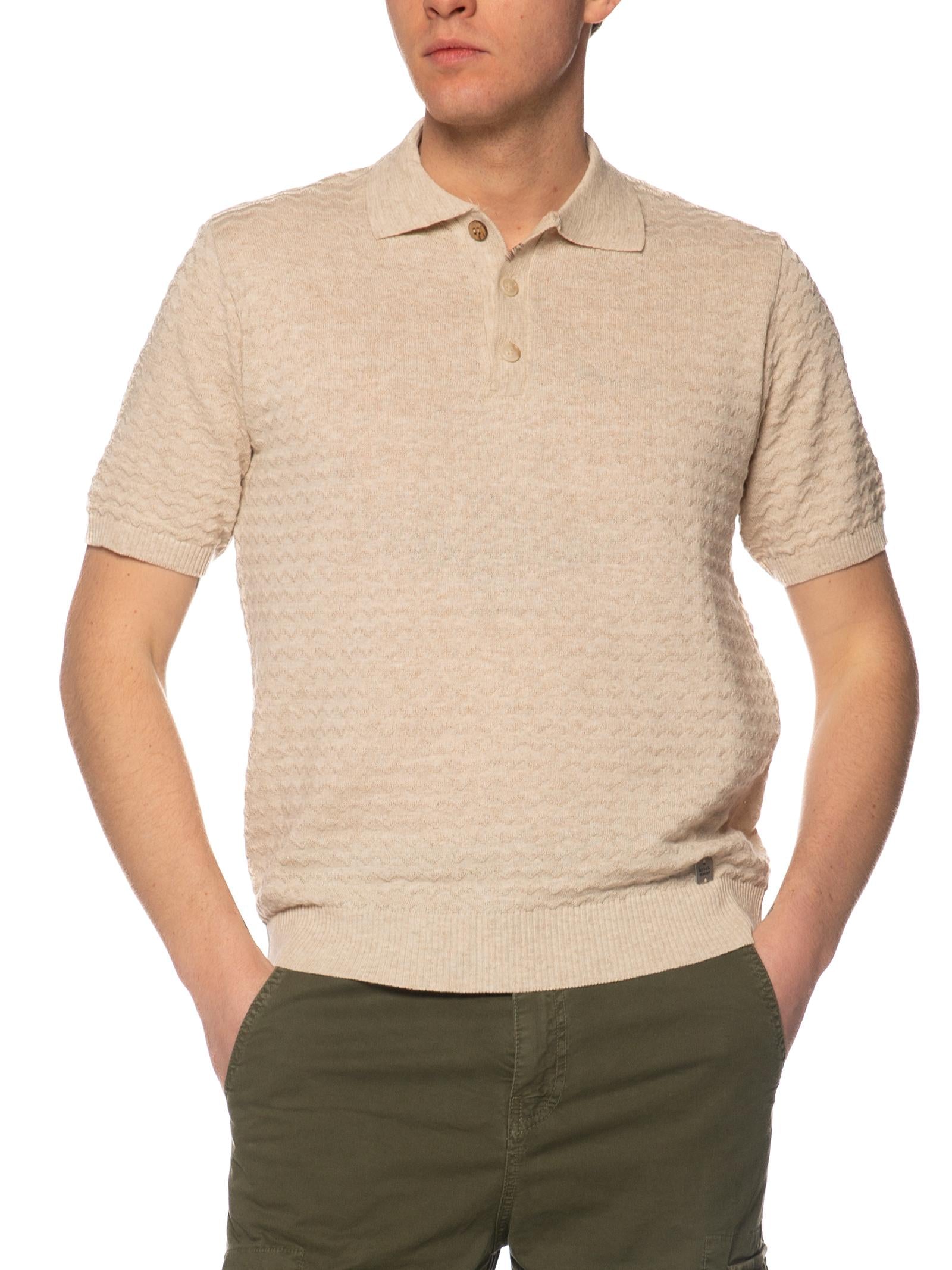 Polo Block Eleven Beige in maglia 03LD140 BEIGE BLOCK ELEVEN 