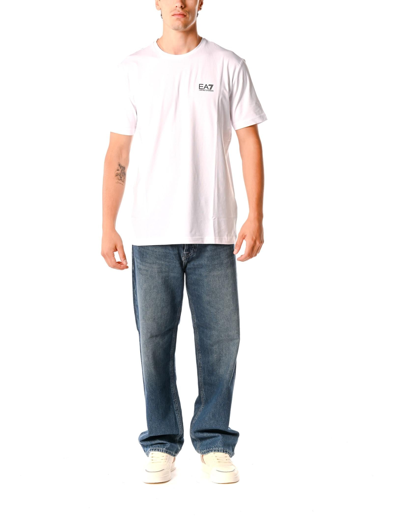 T-shirt Emporio Armani Bianco logo piccolo 8NPT26 1100 EA7 