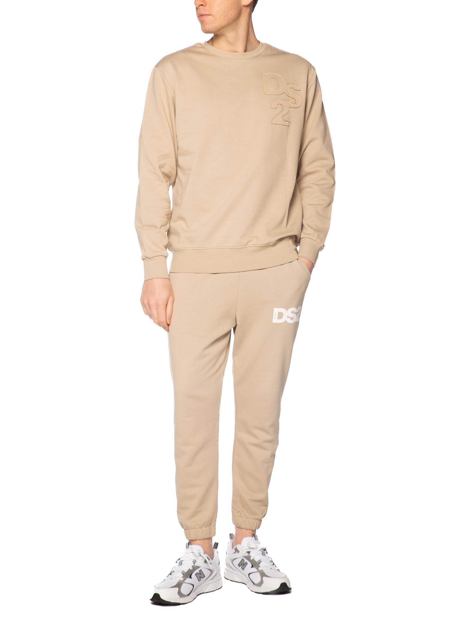 Felpa DS2 Sabbia girocollo ricamo SS26228 SABBIA DS2 