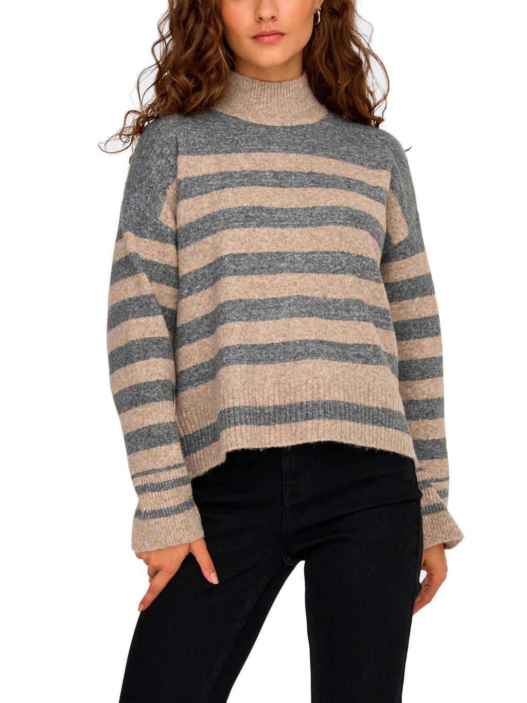 Maglia Only Heidi Righe Beige 15352421 /Medium Grey Melange ONLY 