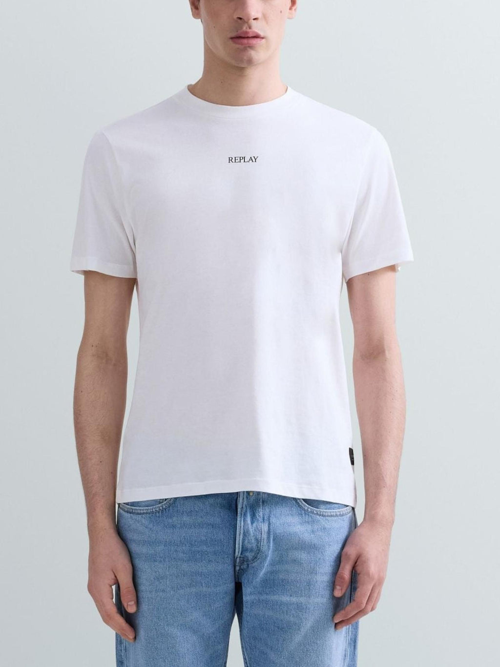 T-shirt Replay Bianco Basic logo frontale M3098 011 REPLAY 