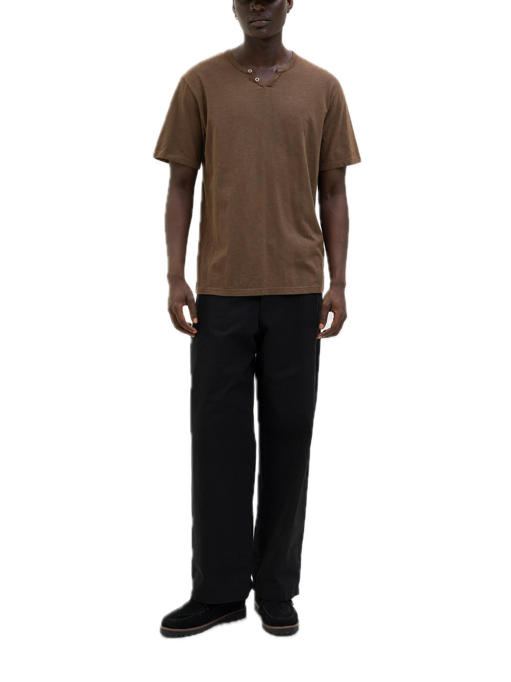 T-shirt Jack & Jones Esplit Marrone scollo a V 12164972 /Delicioso JACK & JONES 