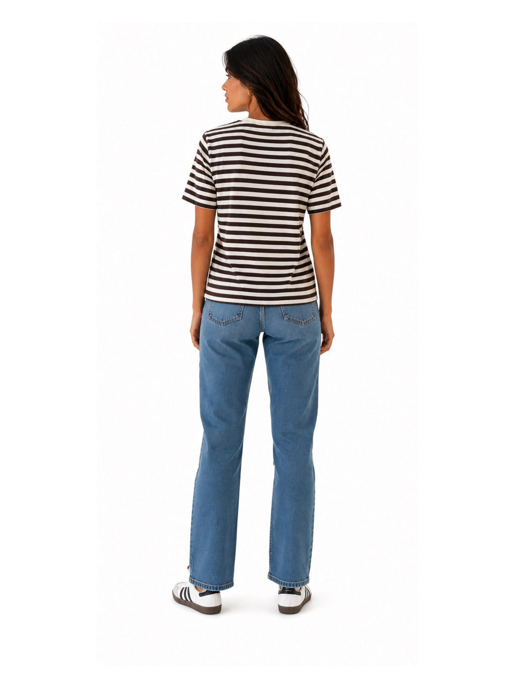 T-shirt Only Livina Bianco Marrone a maniche corte a righe 15359677 /Coffee Bean ONLY 