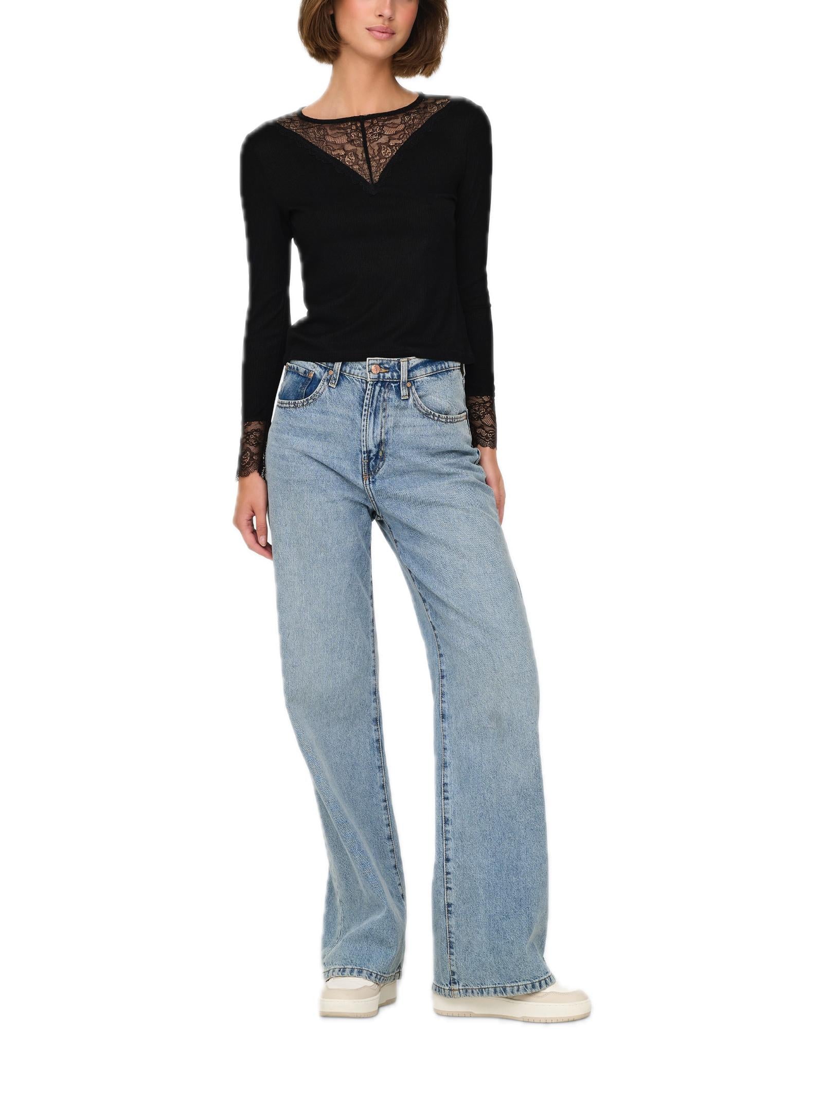 T-shirt Jacqueline De Yong Roxy Nero pizzo 15317464 /Black JDY 