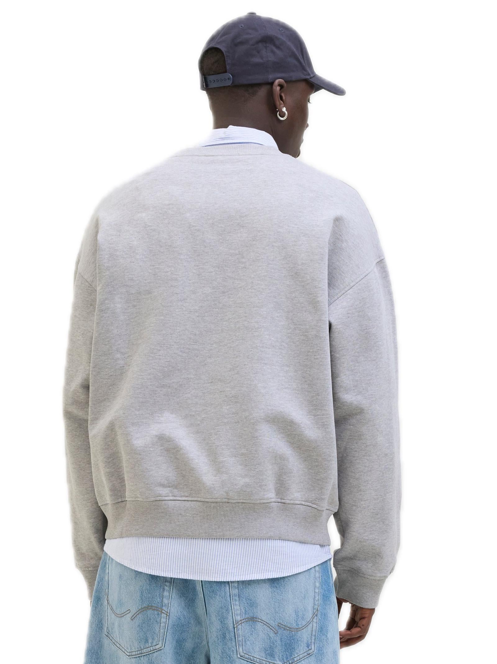 Felpa Jack & Jones Berkeley Grigio con stampa 12290616 /Light Grey Melange JACK & JONES 