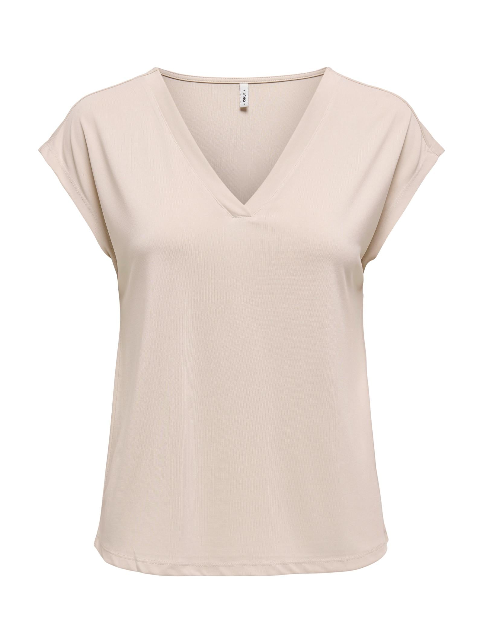 T-shirt Only Free Beige scollo a V 15287041 /Pumice Stone ONLY 