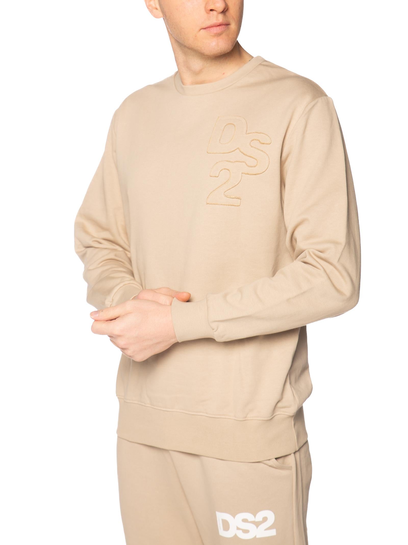 Felpa DS2 Sabbia girocollo ricamo SS26228 SABBIA DS2 