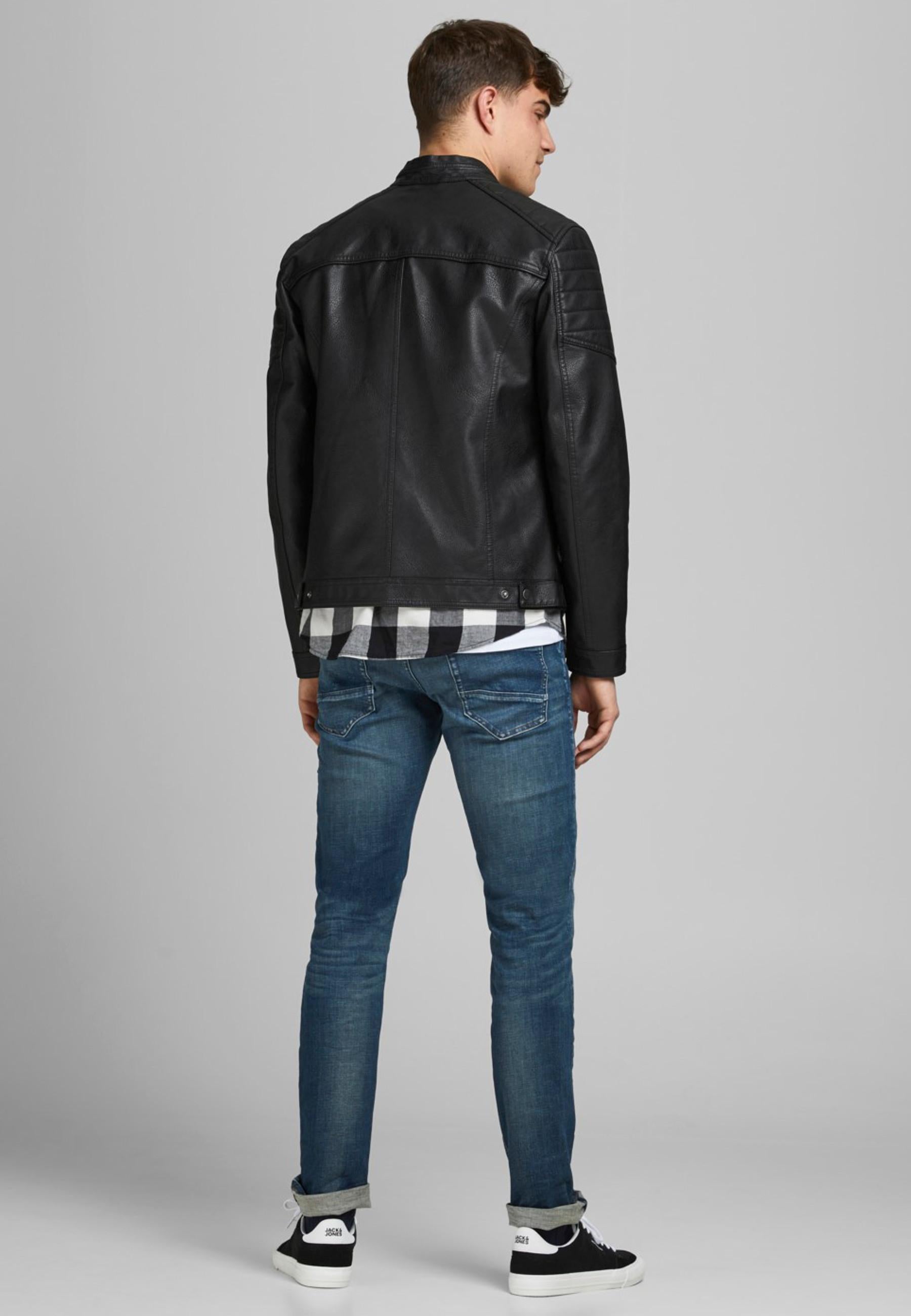 Giubbotto Jack & Jones Nero Rocki ecopelle 12147218 /Black JACK & JONES 