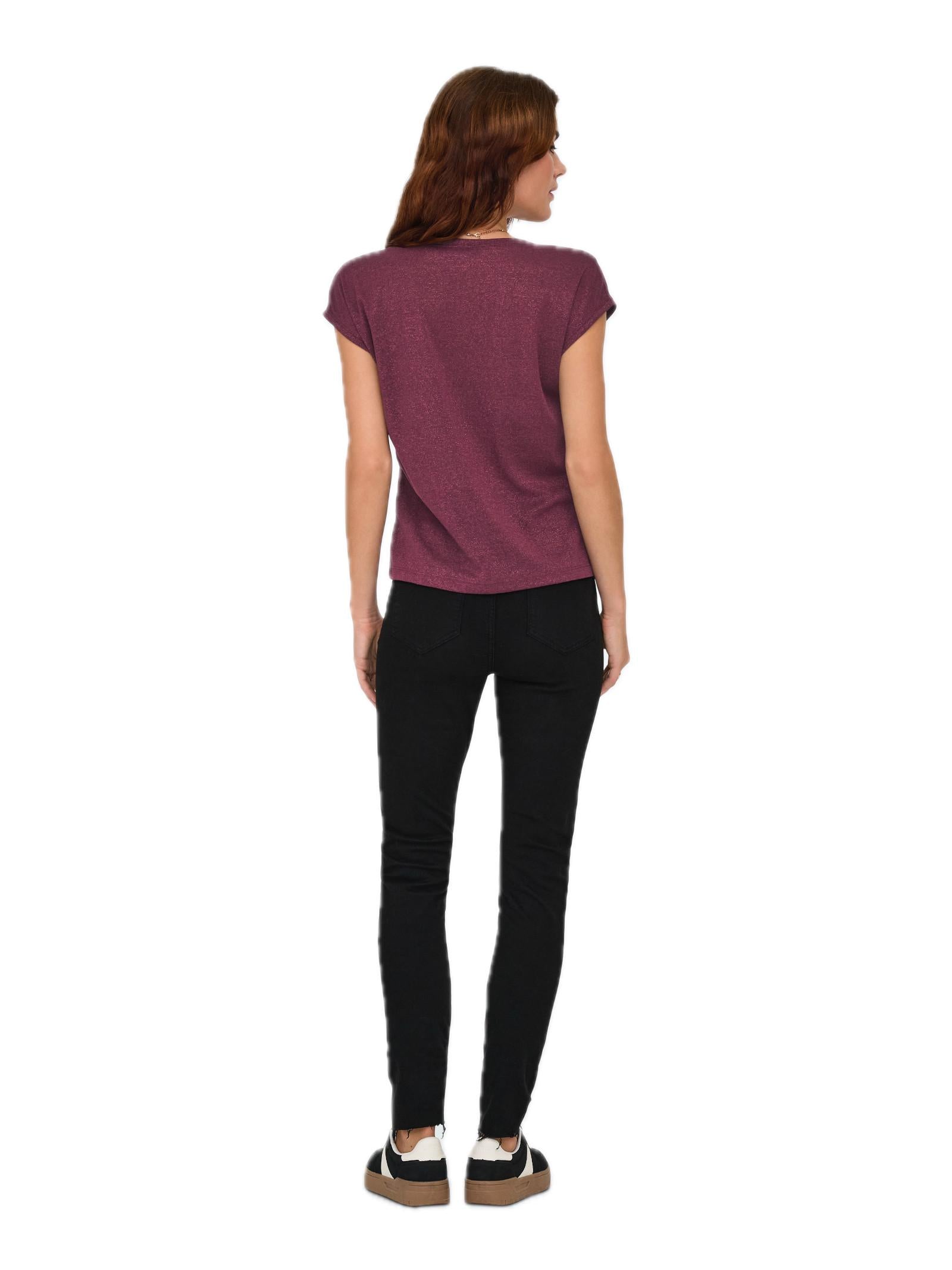 T-Shirt Only Silver Bordeaux in lurex 15136069 /Burgundy ONLY 
