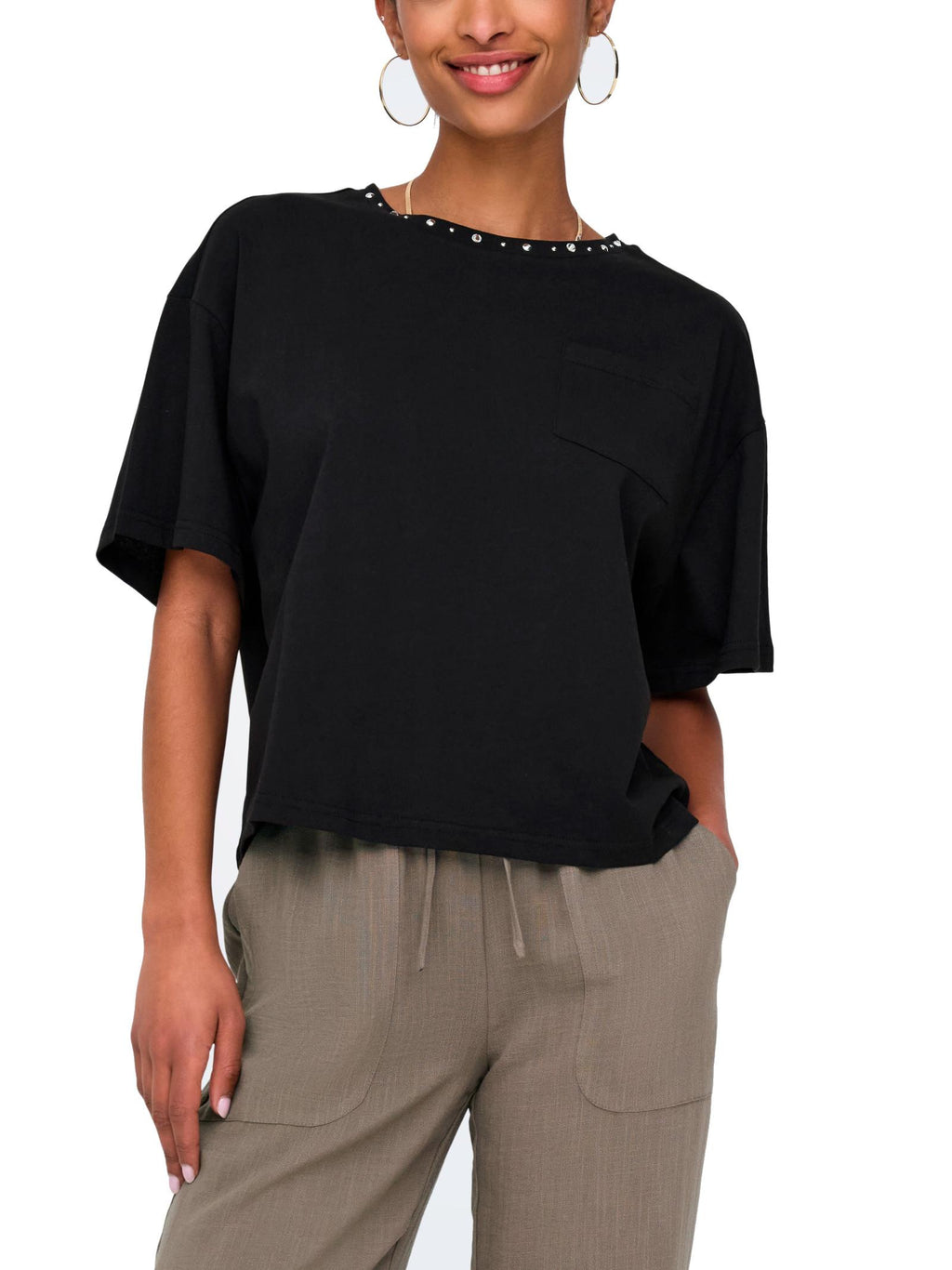 T-shirt Only Nero Terza Cropped 15343834 /Black ONLY 