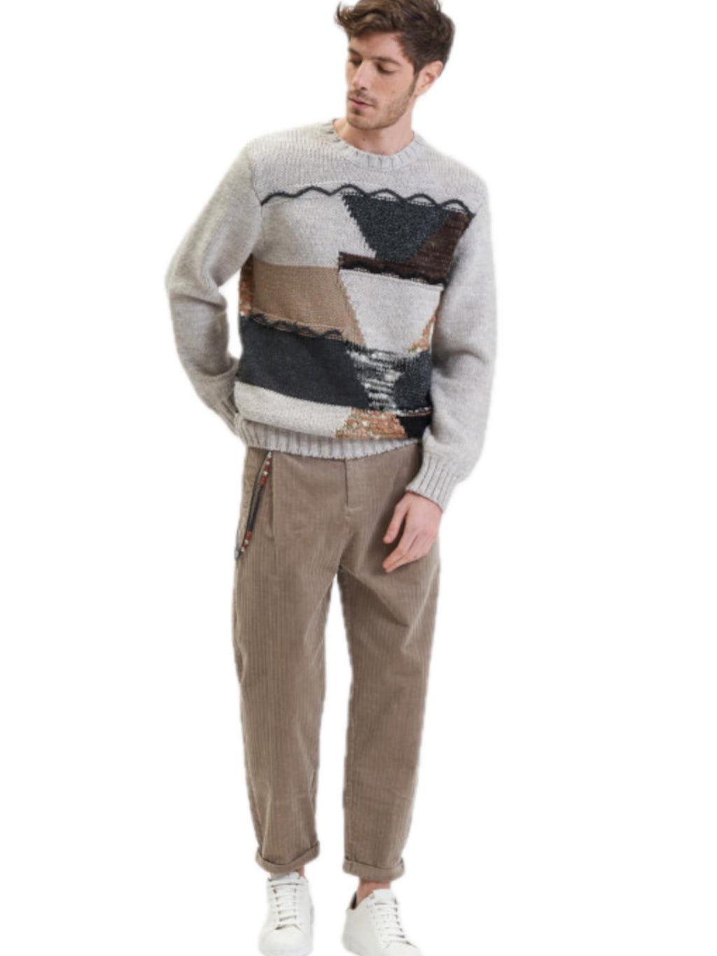 Maglia Uomo Beige girocollo