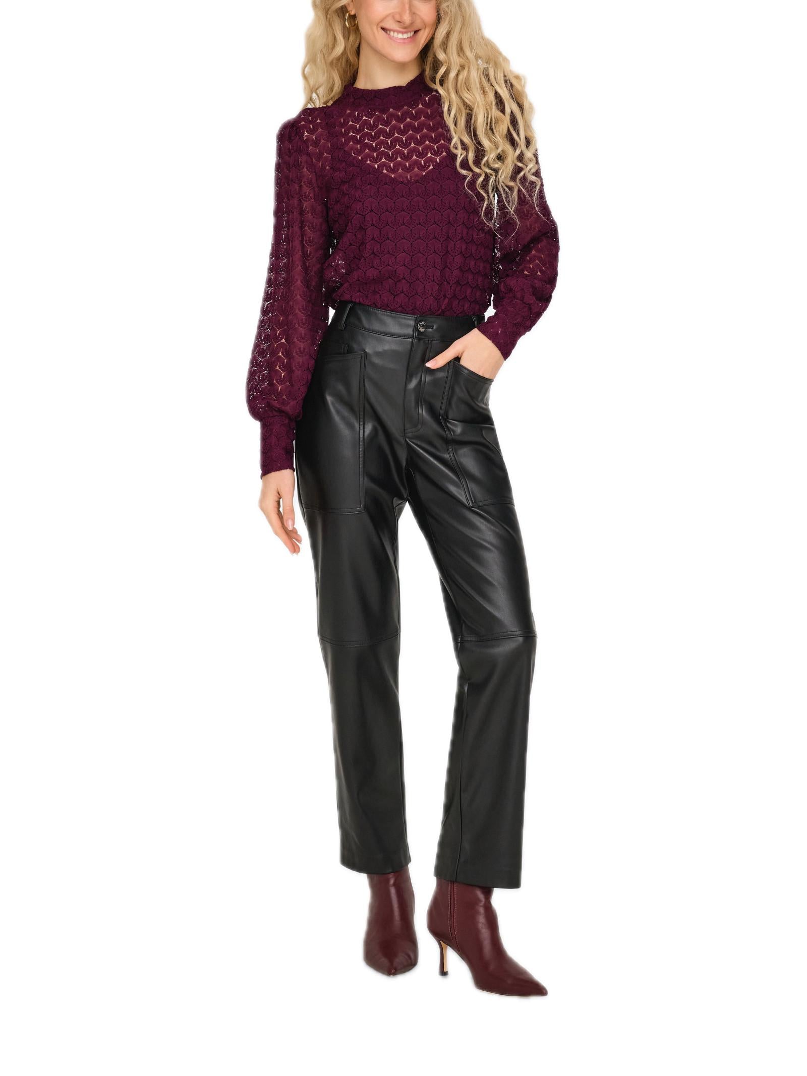Blusa Jacqueline De Yong Bordeaux Veri girocollo 15268408 /Fig JDY 
