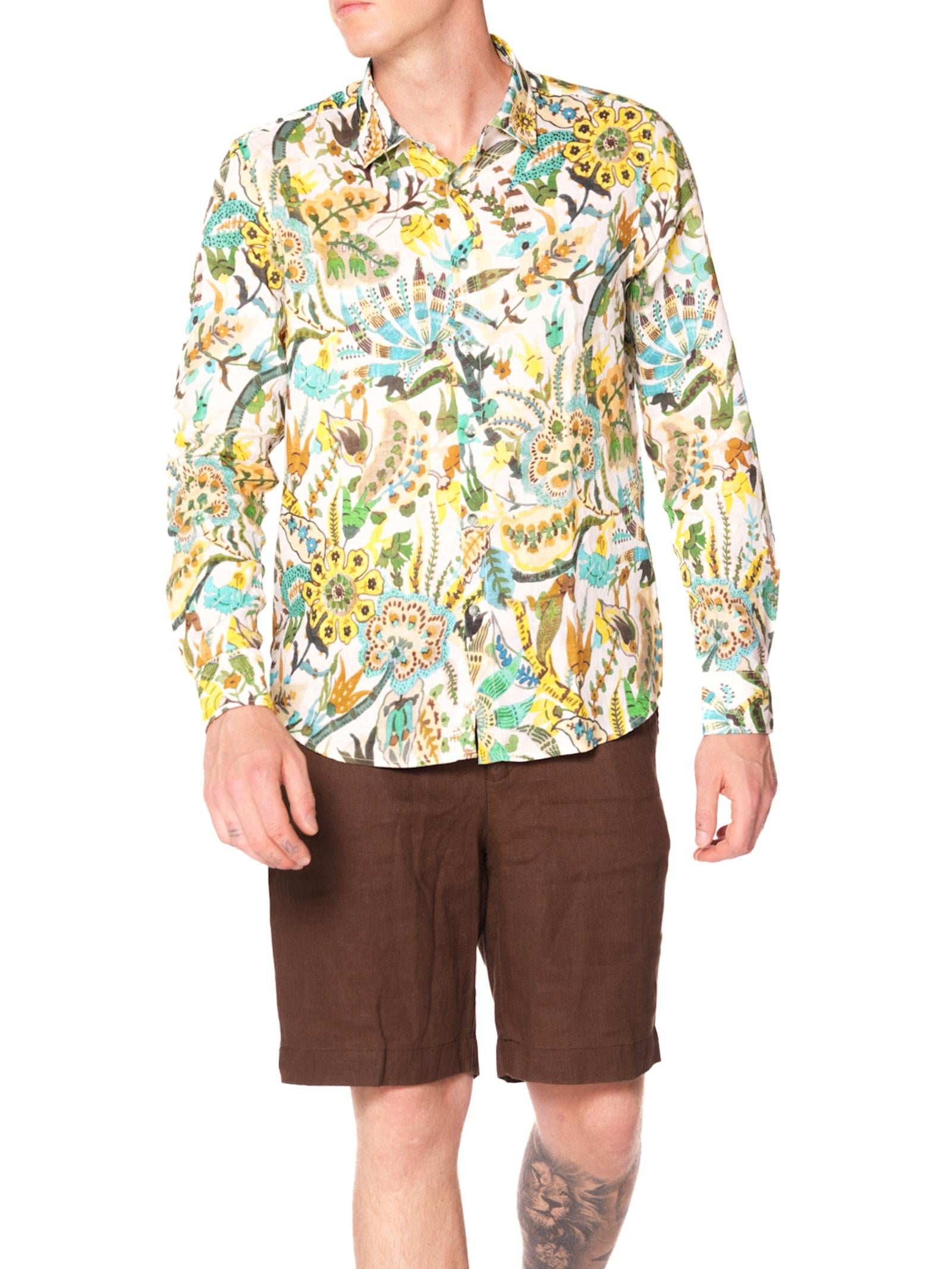 Camicia Gianni Lupo Bianco in lino fantasia GL109DA WHITE GIANNI LUPO 