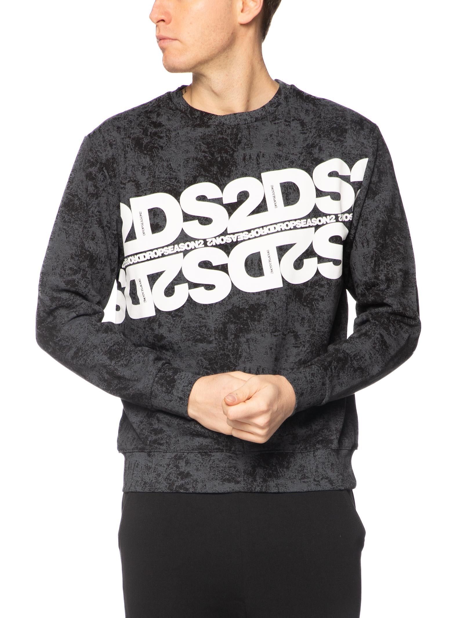 Felpa DS2 Nero Stone girocollo SS26263 NERO DS2 