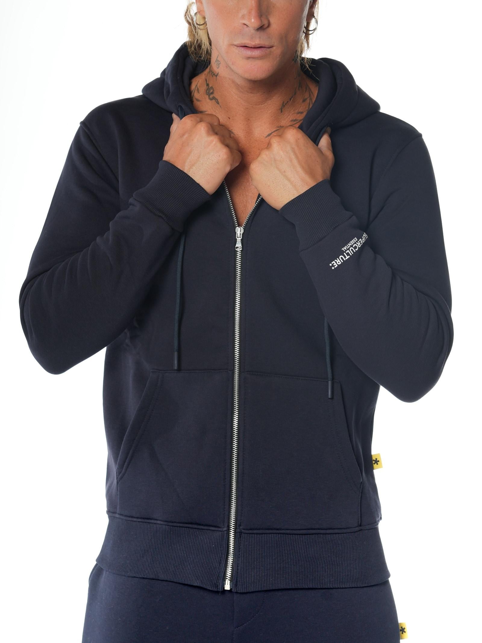 Felpa Superculture Blu zip cappuccio JUST BLU SUPERCULTURE 