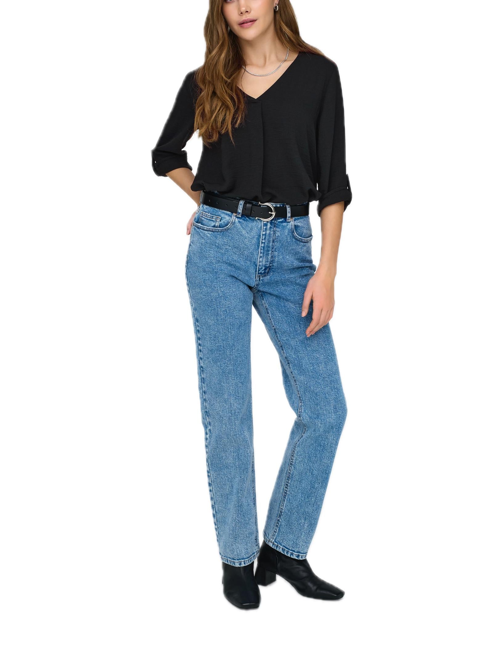 Blusa Jacqueline De Yong Bianco Diva scollo a V 15226911 /Black JDY 
