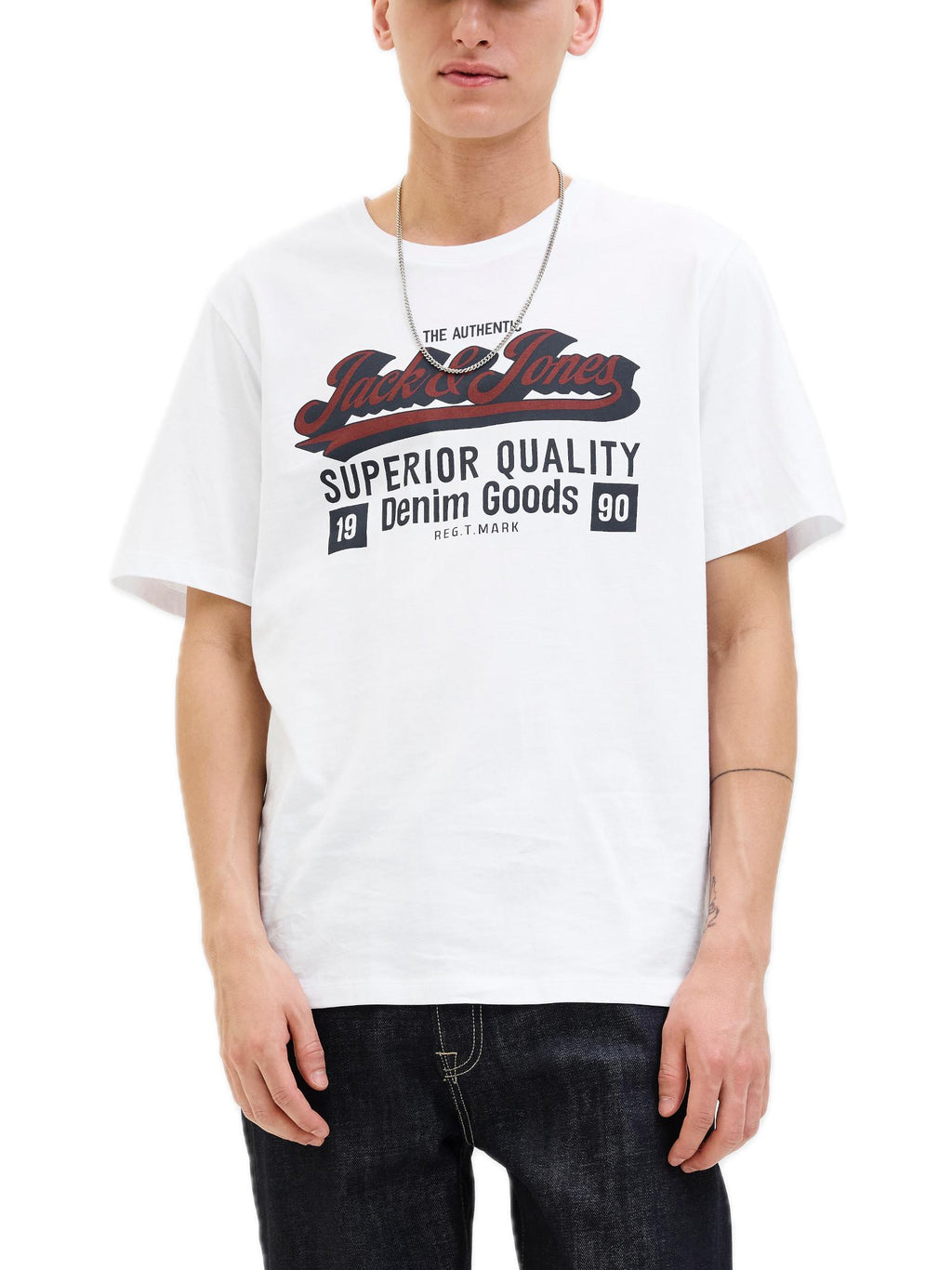 T-shirt Jack & Jones Logo Bianco girocollo 12279535 /Cloud Dancer JACK & JONES 