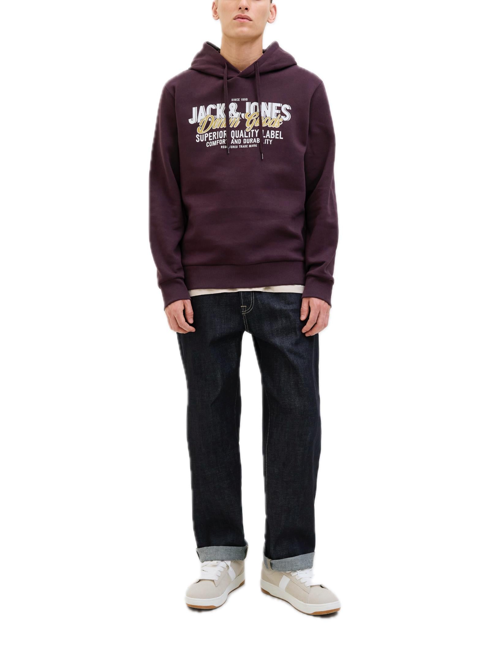 Felpa Jack & Jones Logo Vinaccia con cappuccio 12279649 /Plum Perfect JACK & JONES 