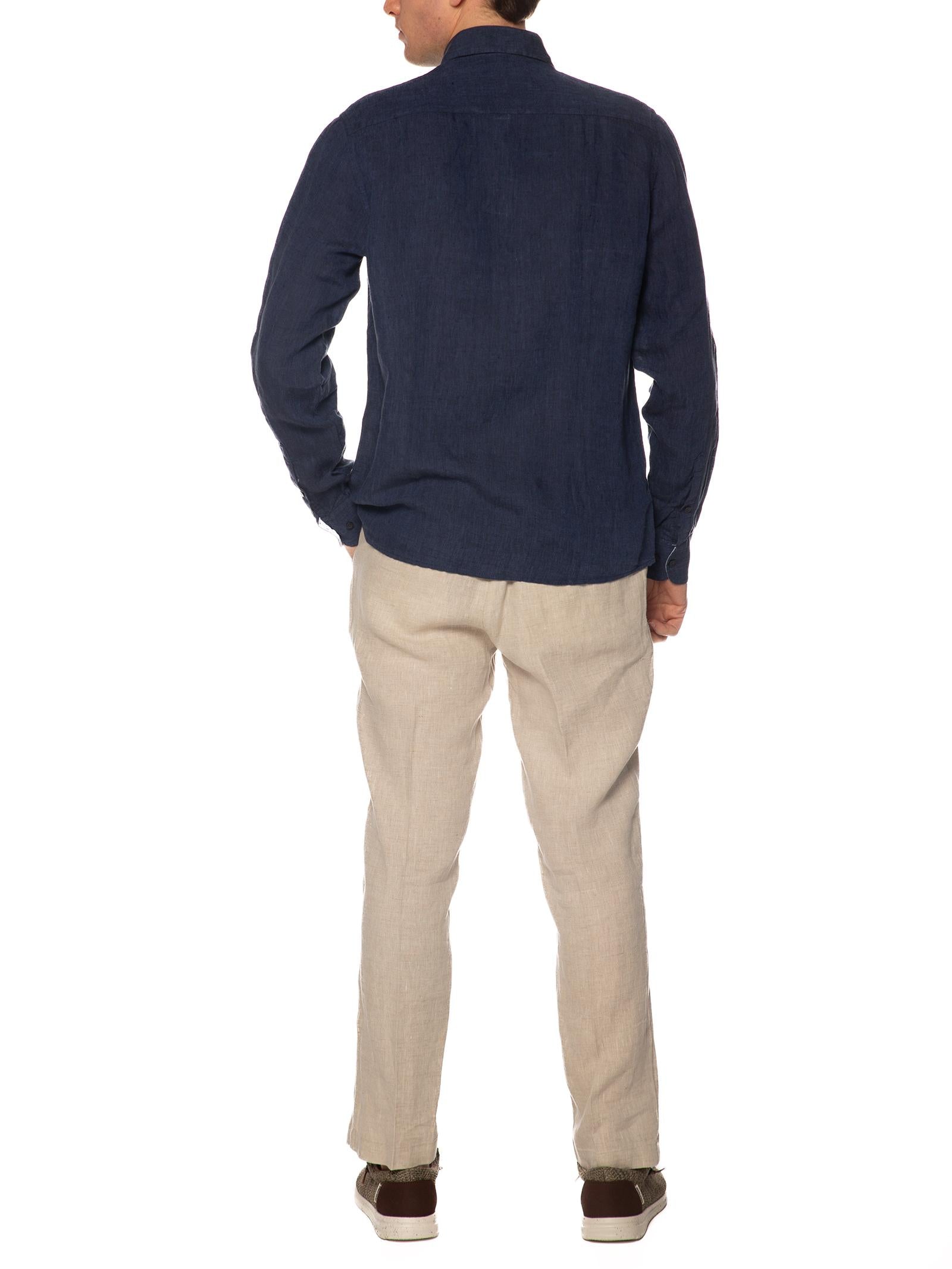 Camicia Seinse Blu in lino western CE1096 BLU SEINSE 