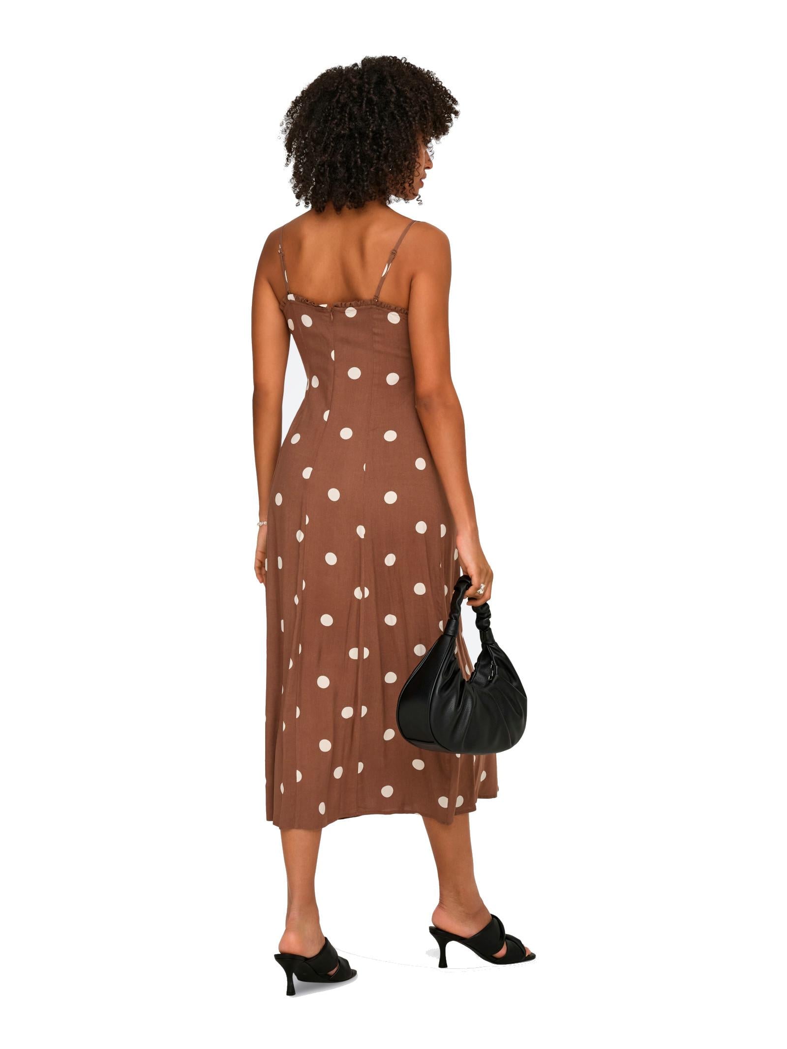 Abito Only Nelly Marrone lungo smanicato con balza 15322844 /Cocoa Brown ONLY 