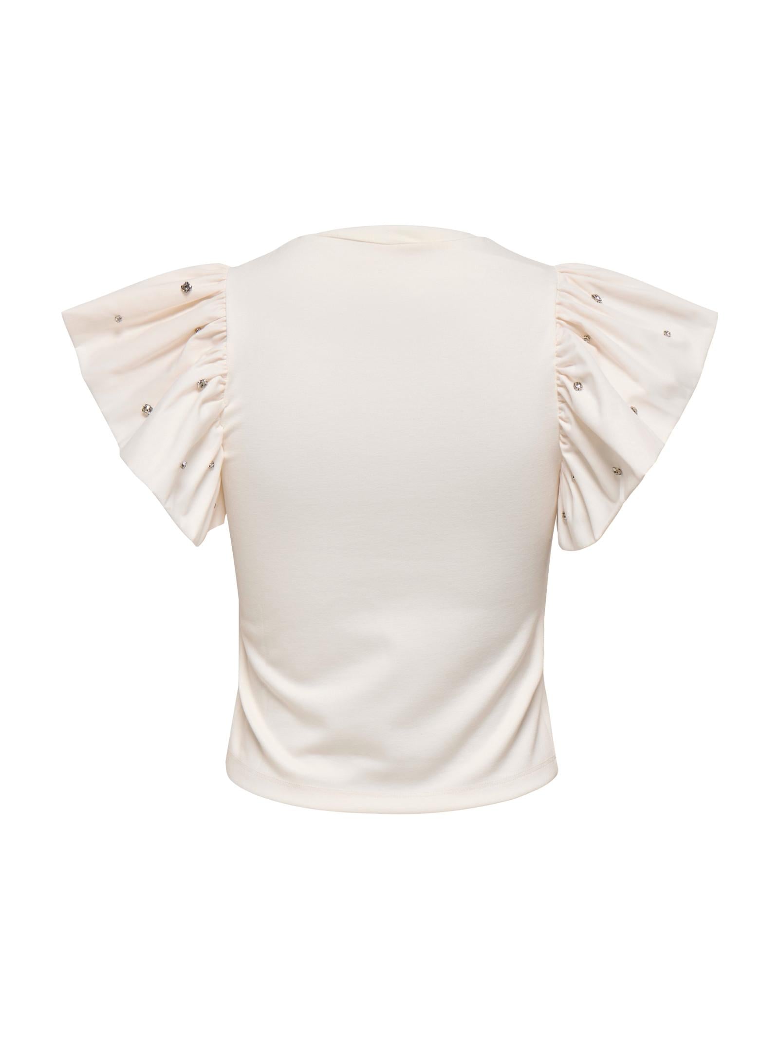 T-shirt Only Bianco Macy volant 15372724 /Cloud Dancer ONLY 