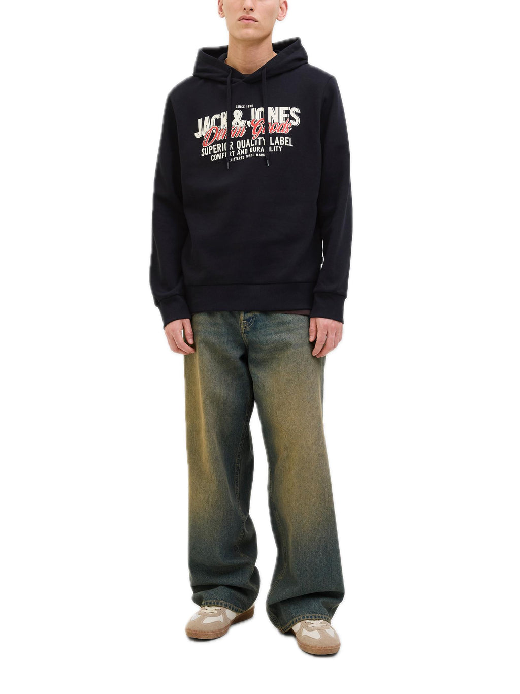 Felpa Jack & Jones Logo Nero con cappuccio 12279649 /Black JACK & JONES 