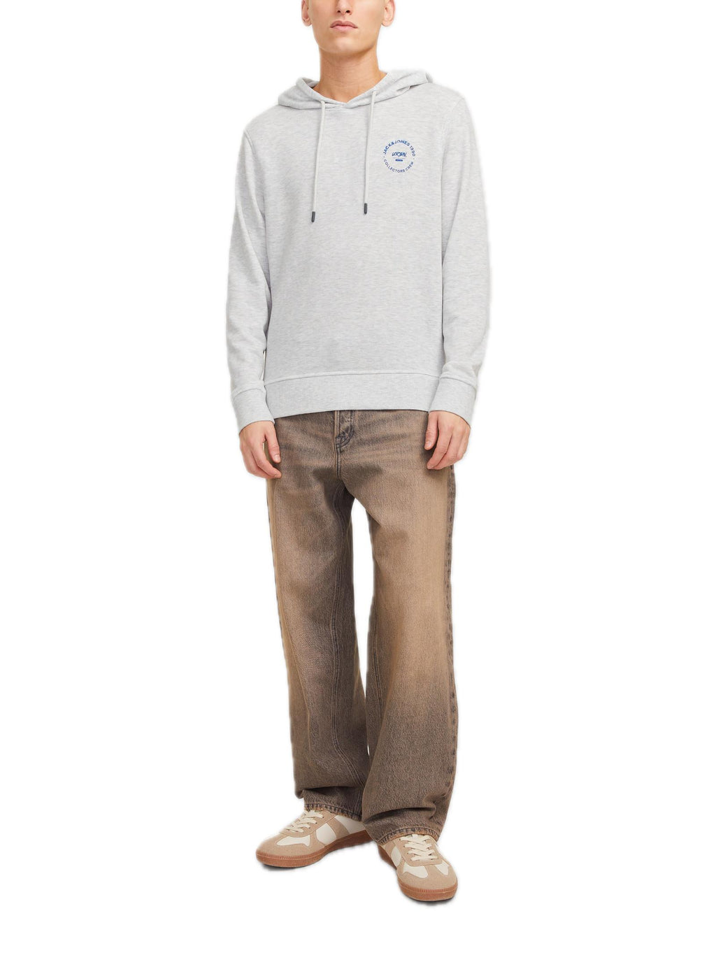 Felpa Jack & Jones Grigio Simon chiaro con stampa 12269353 /White Melange JACK & JONES 
