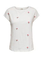T-shirt JDY Bianco Tia con ricami 15369918 /Cloud Dancer JDY 