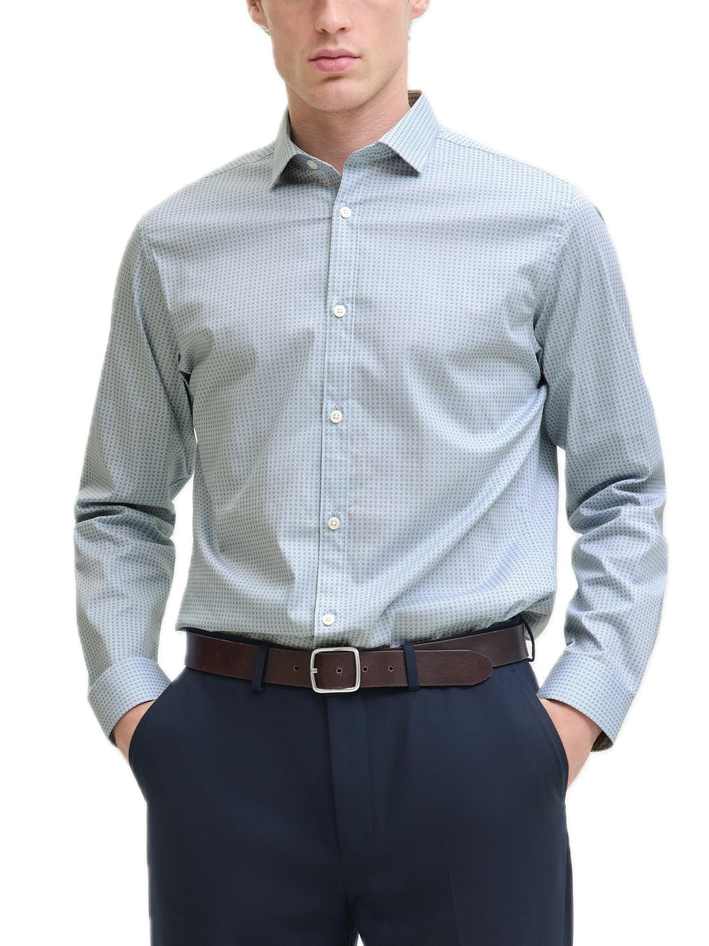 Camicia Jack & Jones Uomo Blackpool Celeste stretch 12284126 /Chambray Blue JACK & JONES 