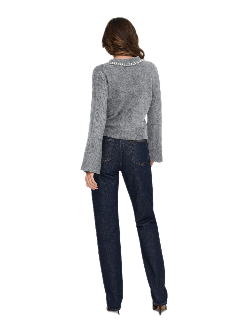 Maglia Jacqueline De Yong April Grigio con colletto 15351838 /Medium Grey Melange JDY 