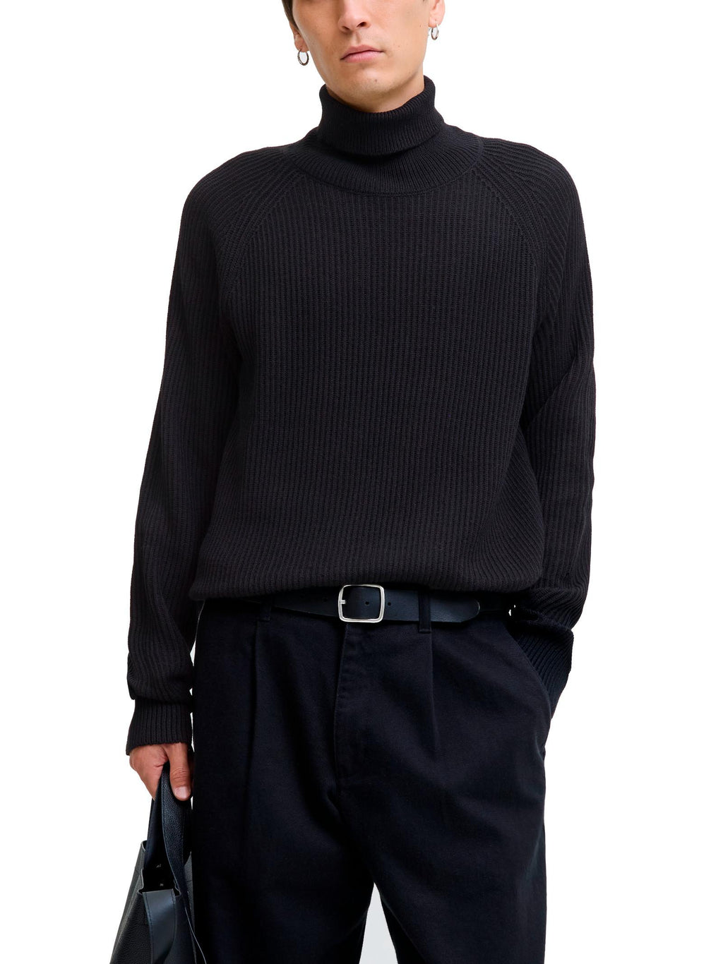 Maglia Jack & Jones Pannel Nero collo alto 12278918 /Black JACK & JONES 