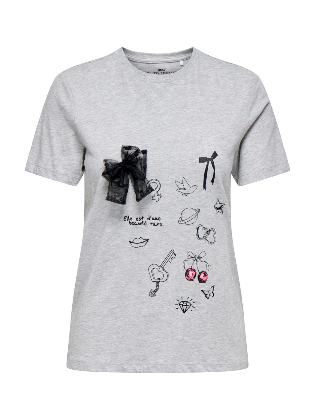 T-shirt Only Nita Grigio con stampa 15355690 /Light Grey Melange ONLY 