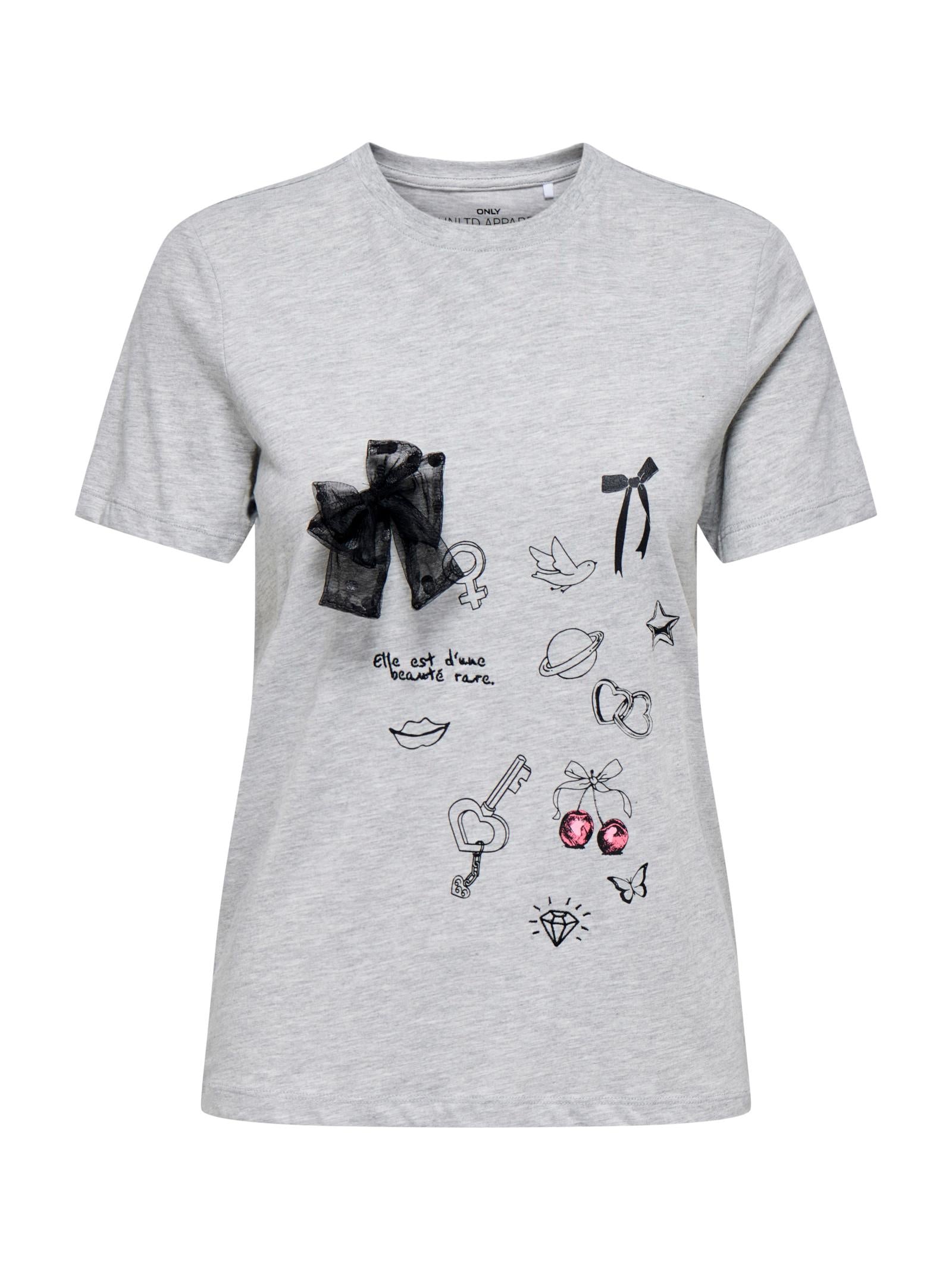T-shirt Only Nita Grigio con stampa 15355690 /Light Grey Melange ONLY 