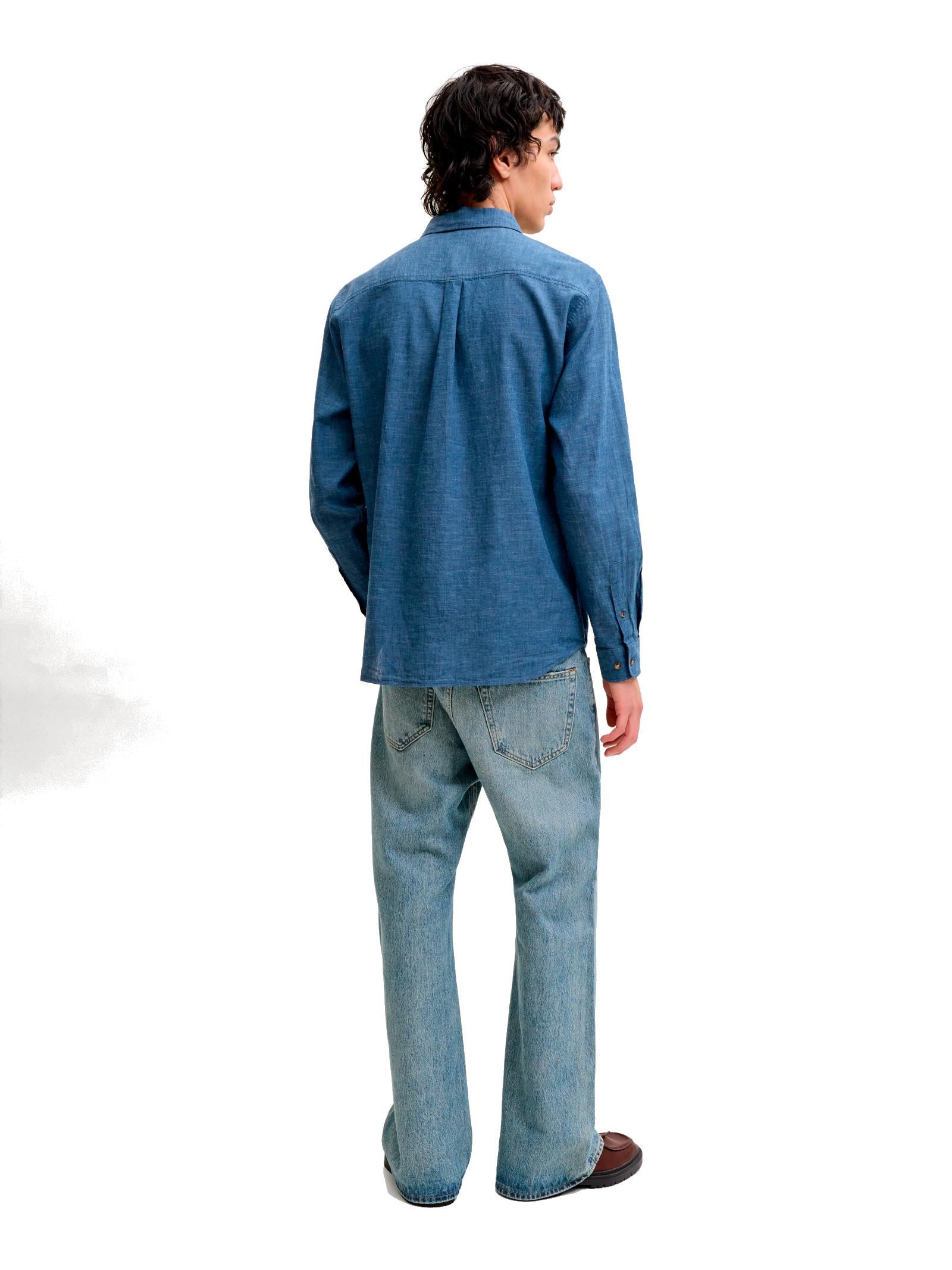 Camicia Jack & Jones Blu Summer misto lino 12289174 /Navy Blazer JACK & JONES 