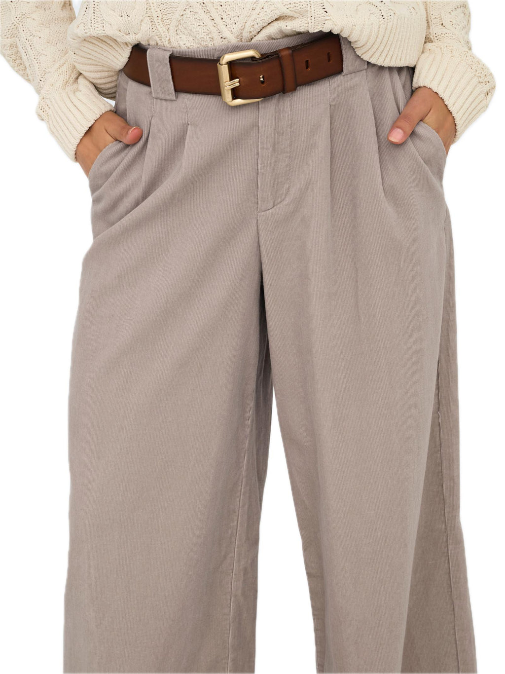 Pantalone Only Vea Beige in velluto a costine 15351309 /String ONLY 