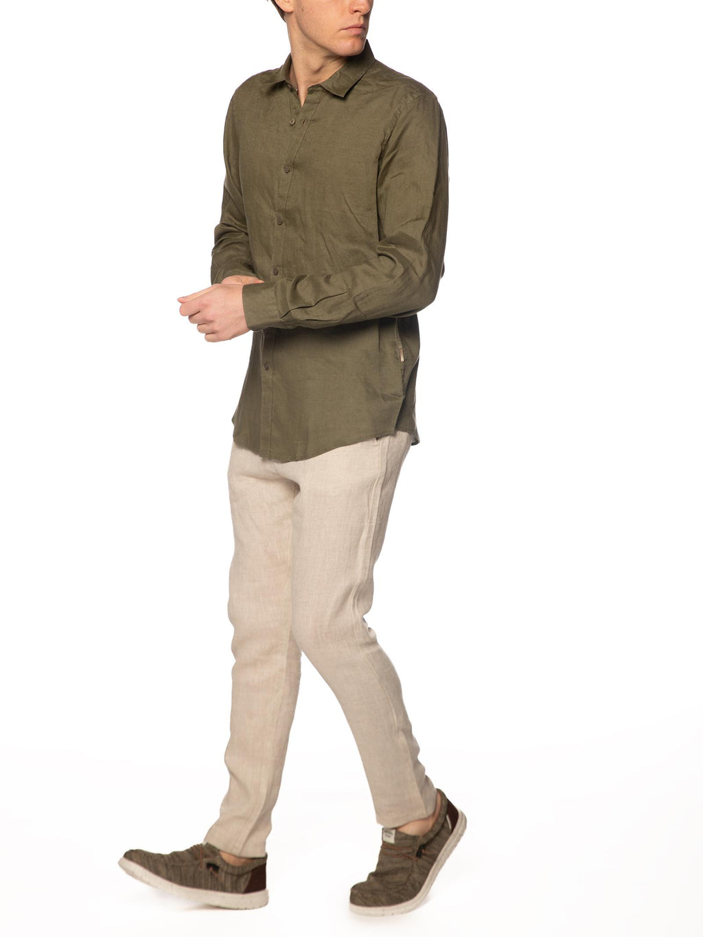 Camicia Gianni Lupo Verde Basic in lino GL7619S MILITARY GIANNI LUPO 