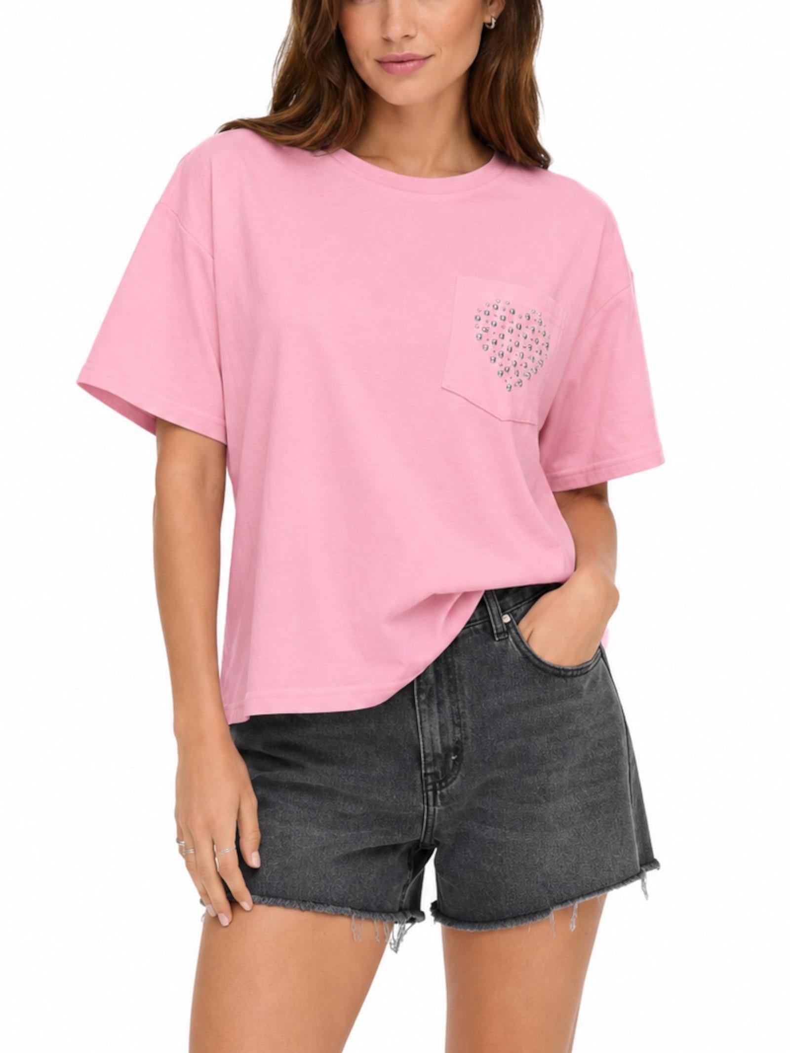 T-shirt Only Rosa Terza Cropped 15343834 /Romance Rose ONLY 
