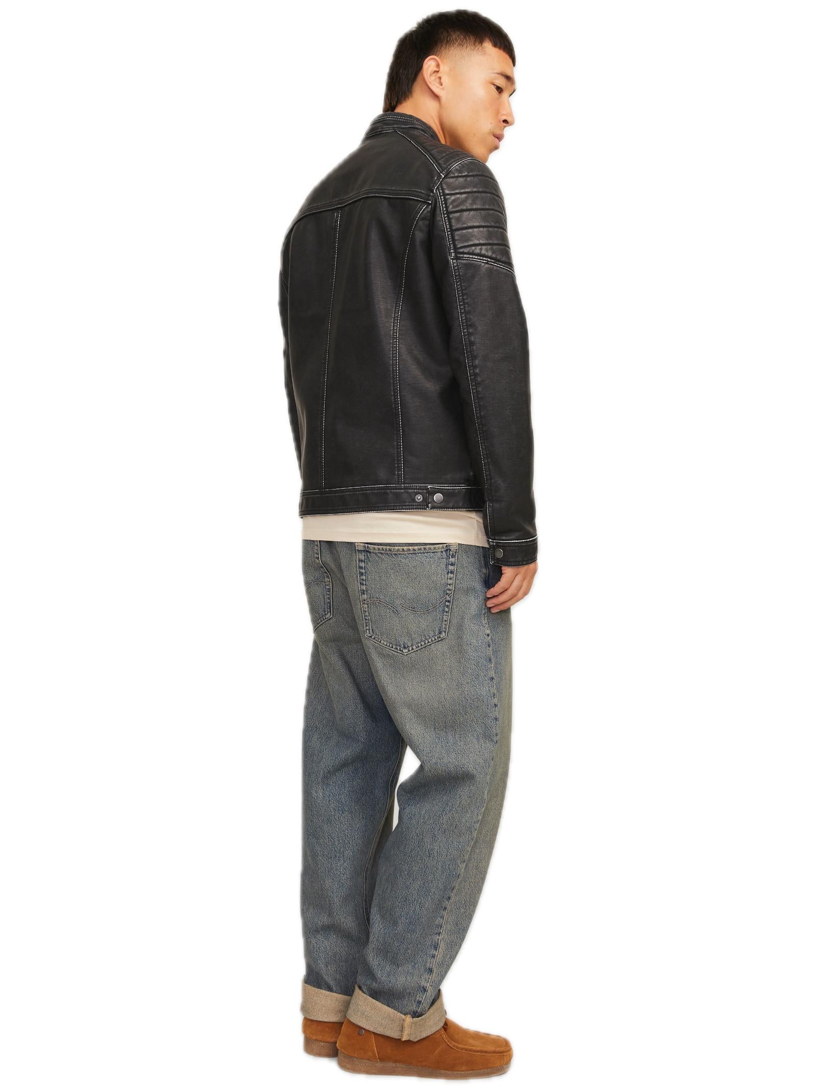 Biker Jack & Jones Rocki Nero in ecopelle
