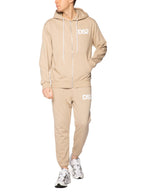 Felpa DS2 Sabbia Basic con cappuccio e zip SS26271 SABBIA DS2 