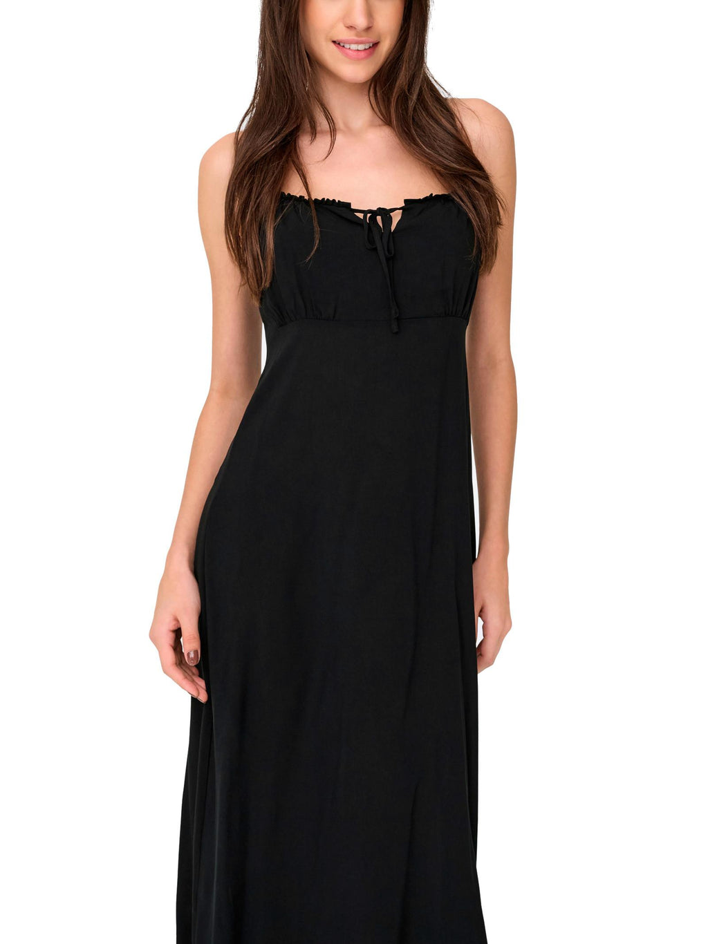 Abito Only Nelly Nero lungo smanicato con balza 15322844 /Black ONLY 