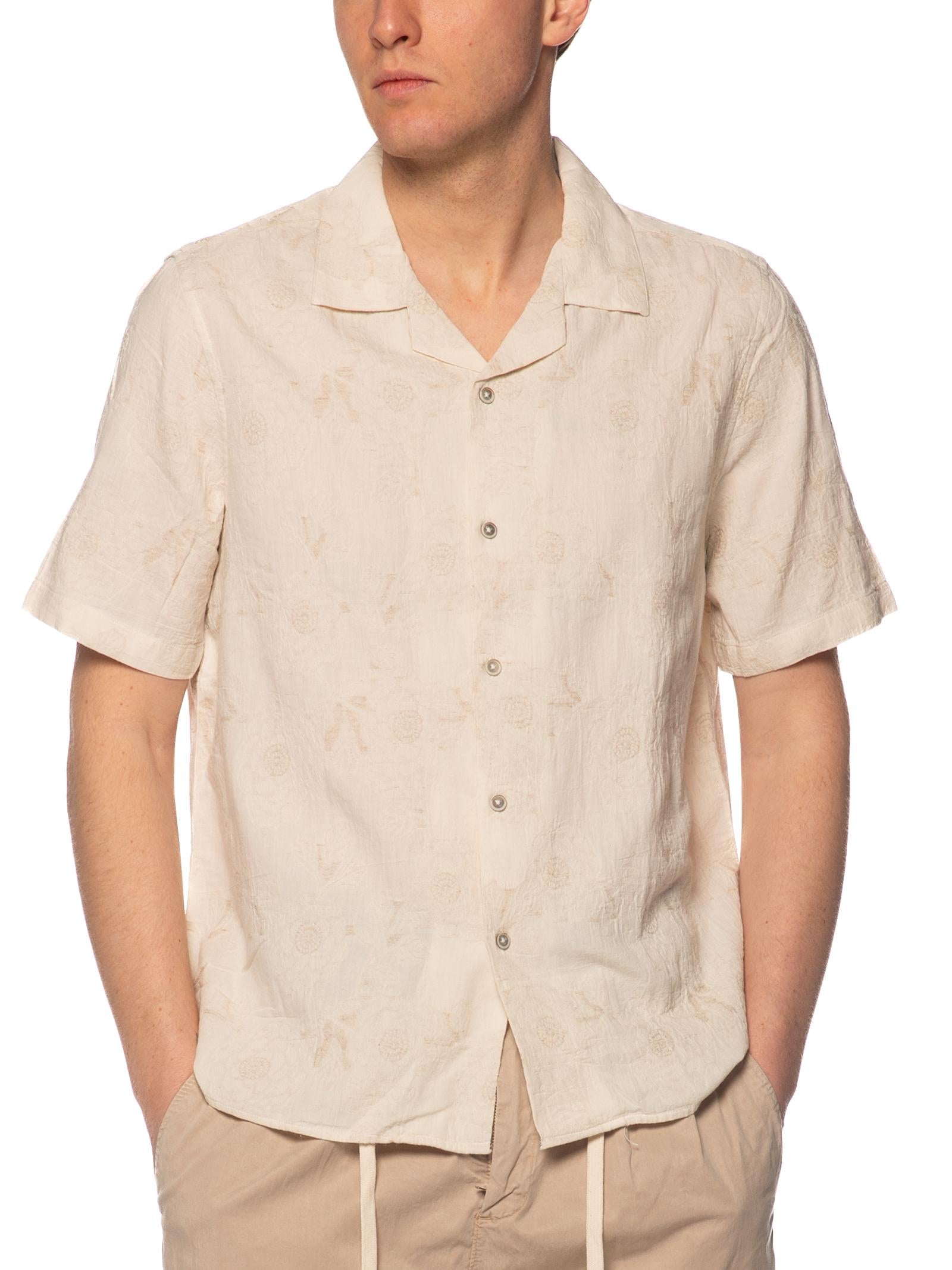 Camicia Block Eleven Beige in jacquard manica corta 04BL2608 BEIGE BLOCK ELEVEN 