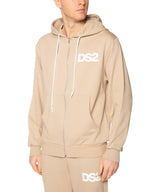 Felpa DS2 Sabbia Basic con cappuccio e zip SS26271 SABBIA DS2 