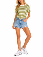 T-shirt Only Livina Verde bianco a maniche corte a righe 15359677 /Cardamom Seed ONLY 