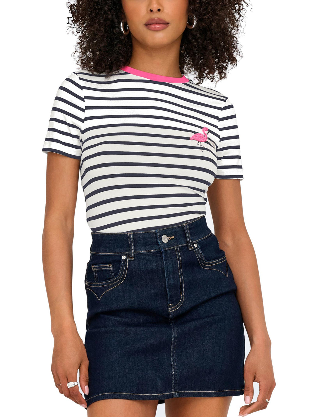 T-shirt Only Eart Bianco a righe 15318959 /Flamingo Cloud Dancer ONLY 