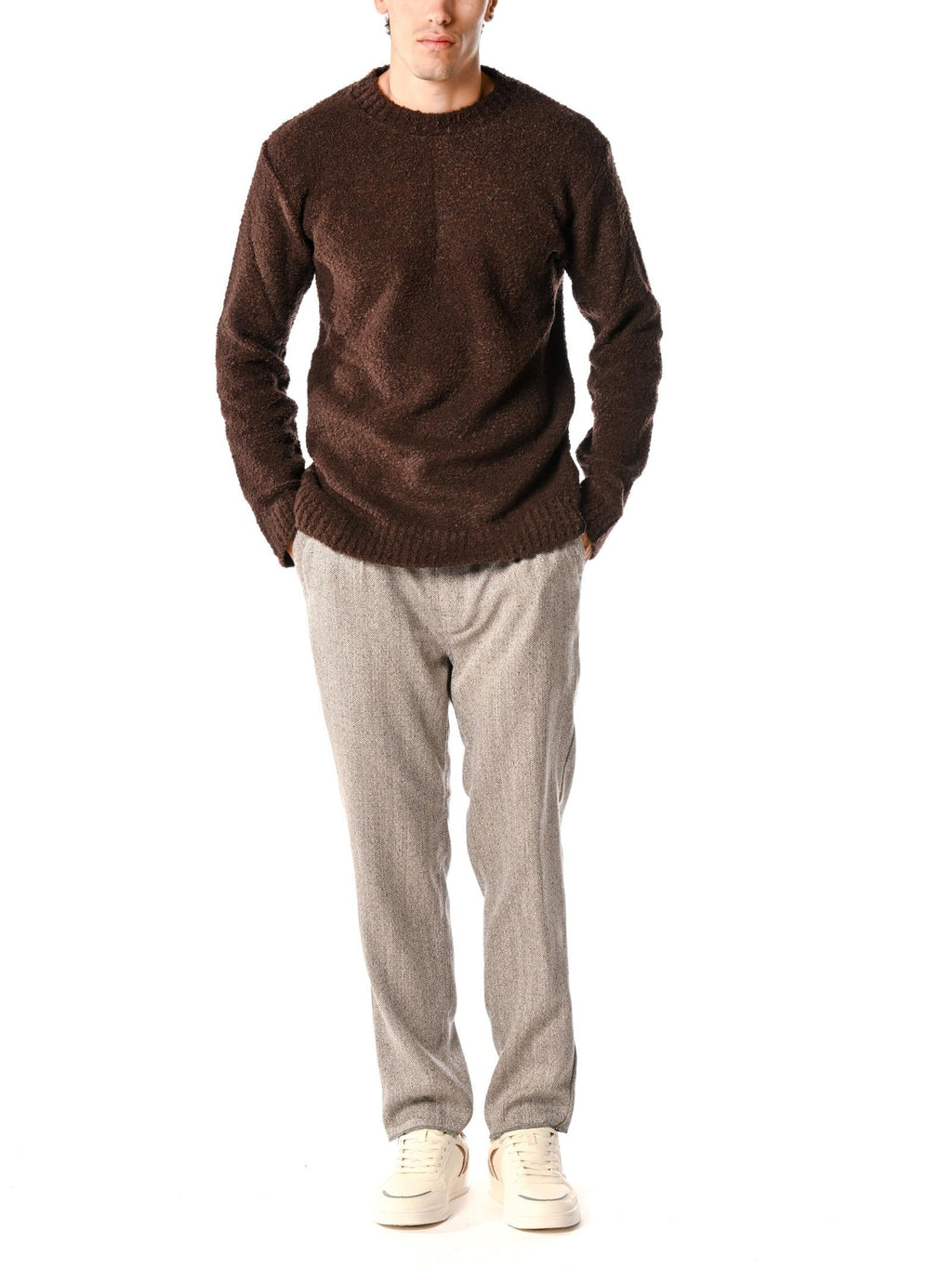 Maglia Block Eleven Marrone in bouclè 13BITETTO MORO BLOCK ELEVEN 