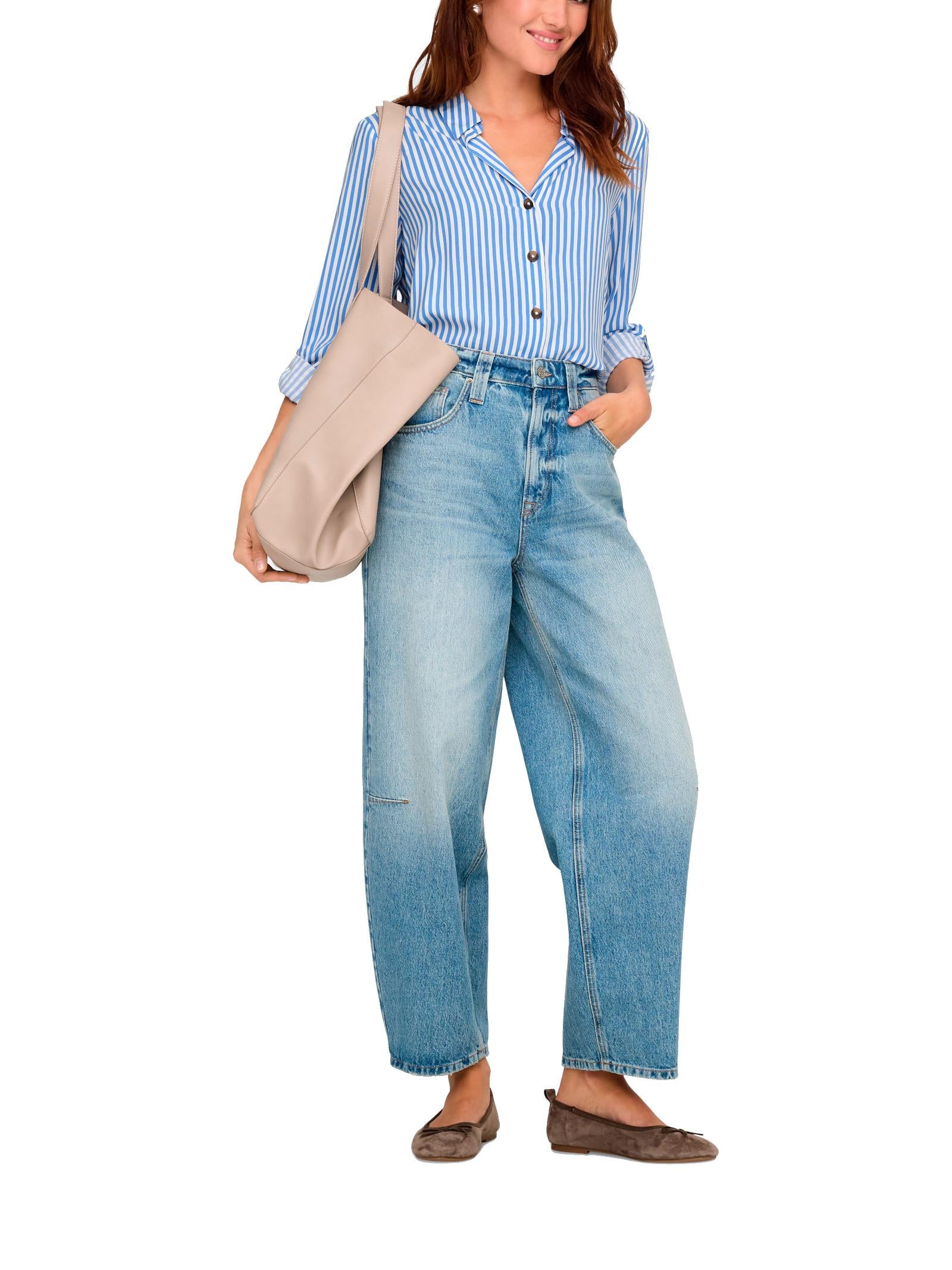 Camicia JDY Celeste bianco Laurel a righe verticali 15329311 /Marine White JDY 