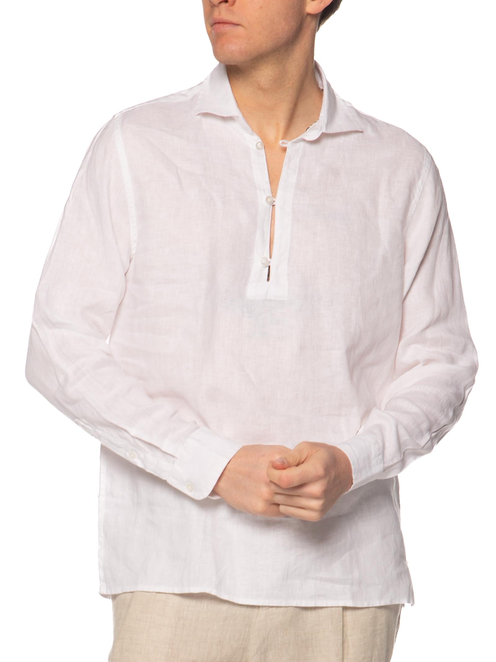 Camicia Seinse Bianco in lino collo aperto CE1089 BIANCO SEINSE 