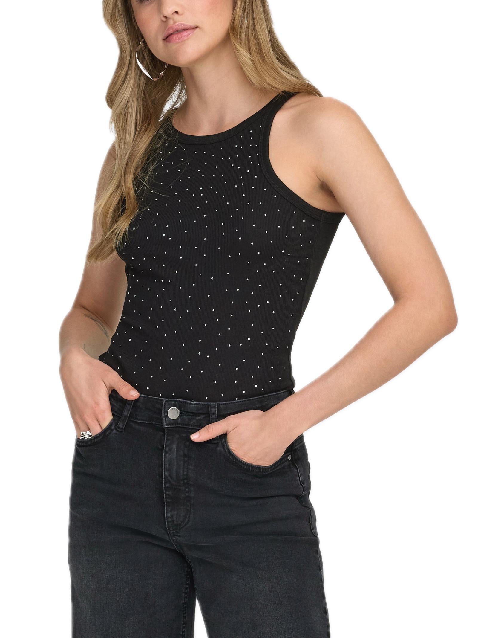 Top Only Filiz Nero strass 15368917 /Black ONLY 