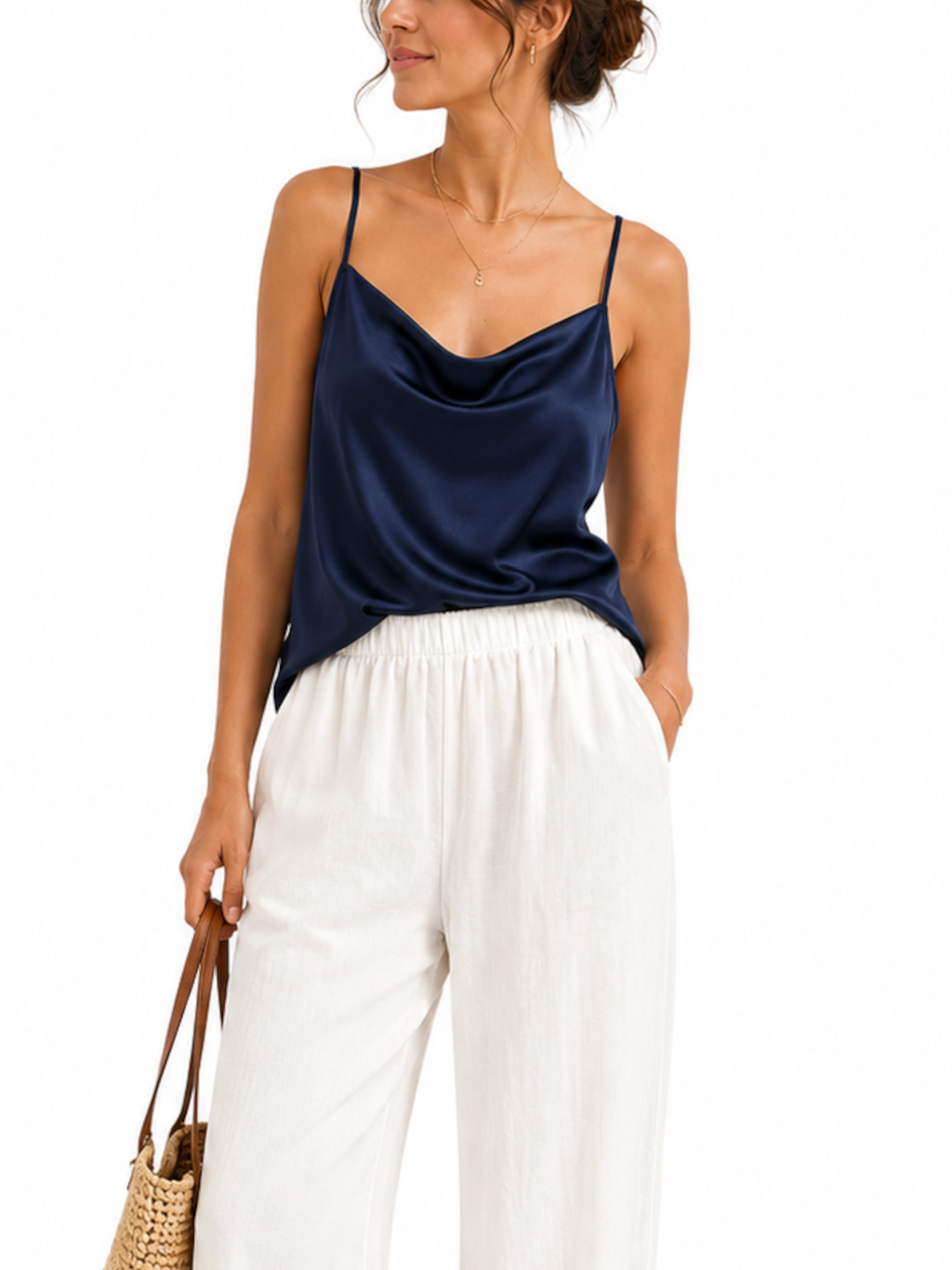 Top Imperial Blu in raso RFD0LDG BLU IMPERIAL 